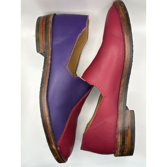 Art Peaux Handmade Shoes Leather Womens Size 39 Pink Purple Vibram Soles - Picture 4 of 8